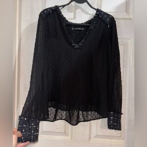 Zara embroided Black blouse
